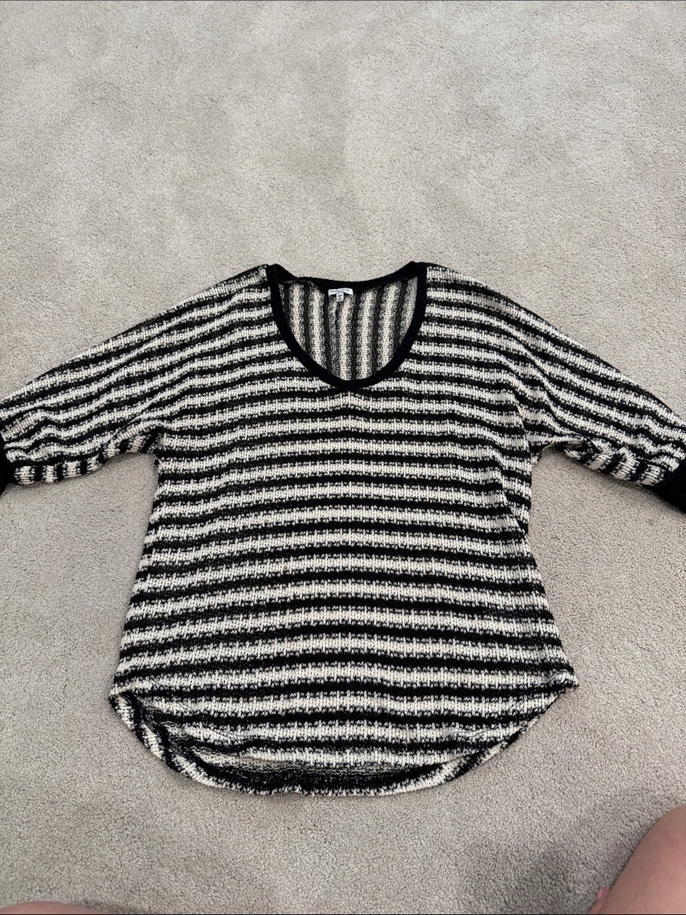 Splendid Black and White Striped Knit Sweater